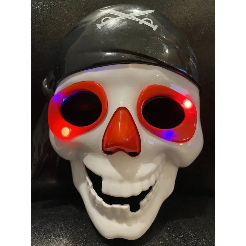 Halloween Kid Size Skeleton Pirate Light Up Hard Plastic Mask